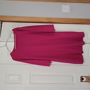 Susan graver solid pink 3/4 open sleeve with buttons size large
